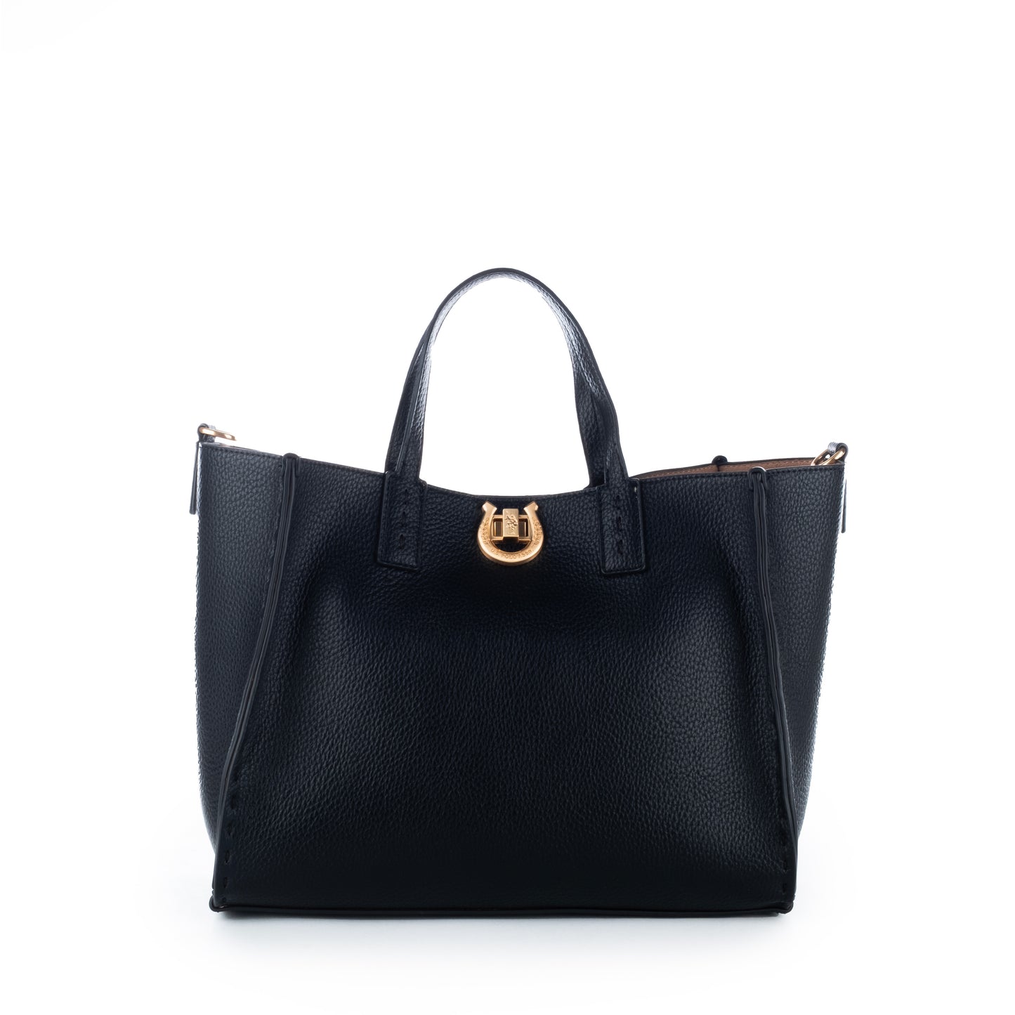 Bolsa Tote US Polo Preta com Detalhes Dourados