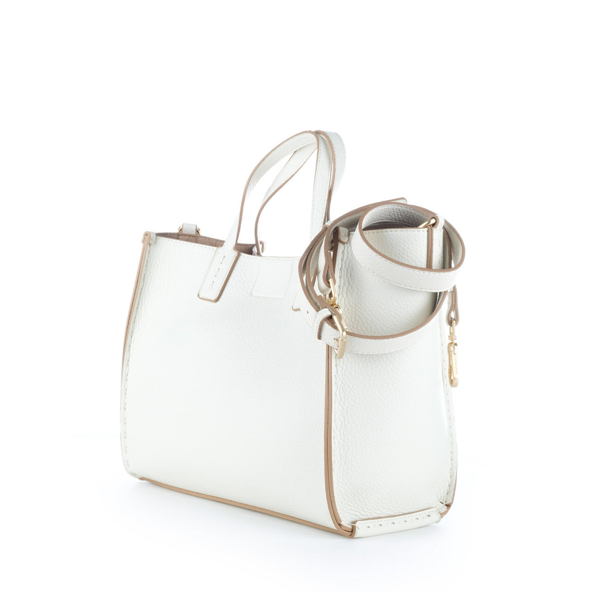 Bolsa Tote U.S. Polo Assn. Branca com Bolsa Complementar e Detalhes Dourados