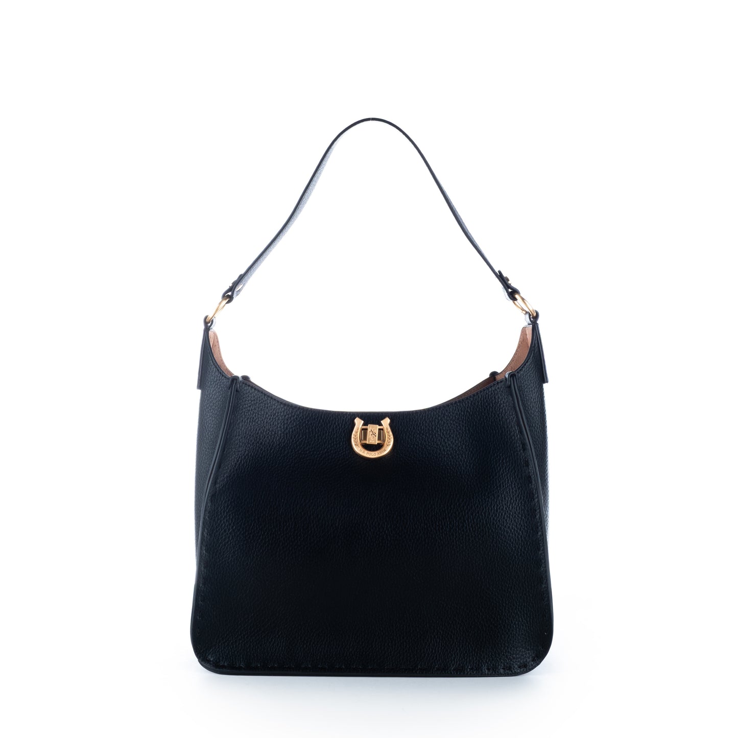 Bolsa de Ombro Us Polo Preta com Detalhes Dourados