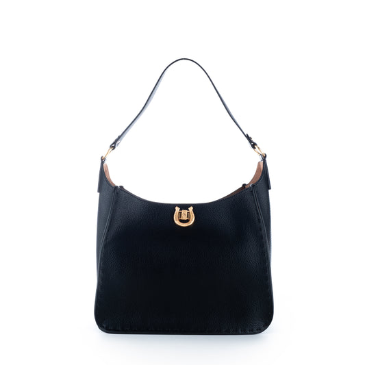 Bolsa de Ombro Us Polo Preta com Detalhes Dourados