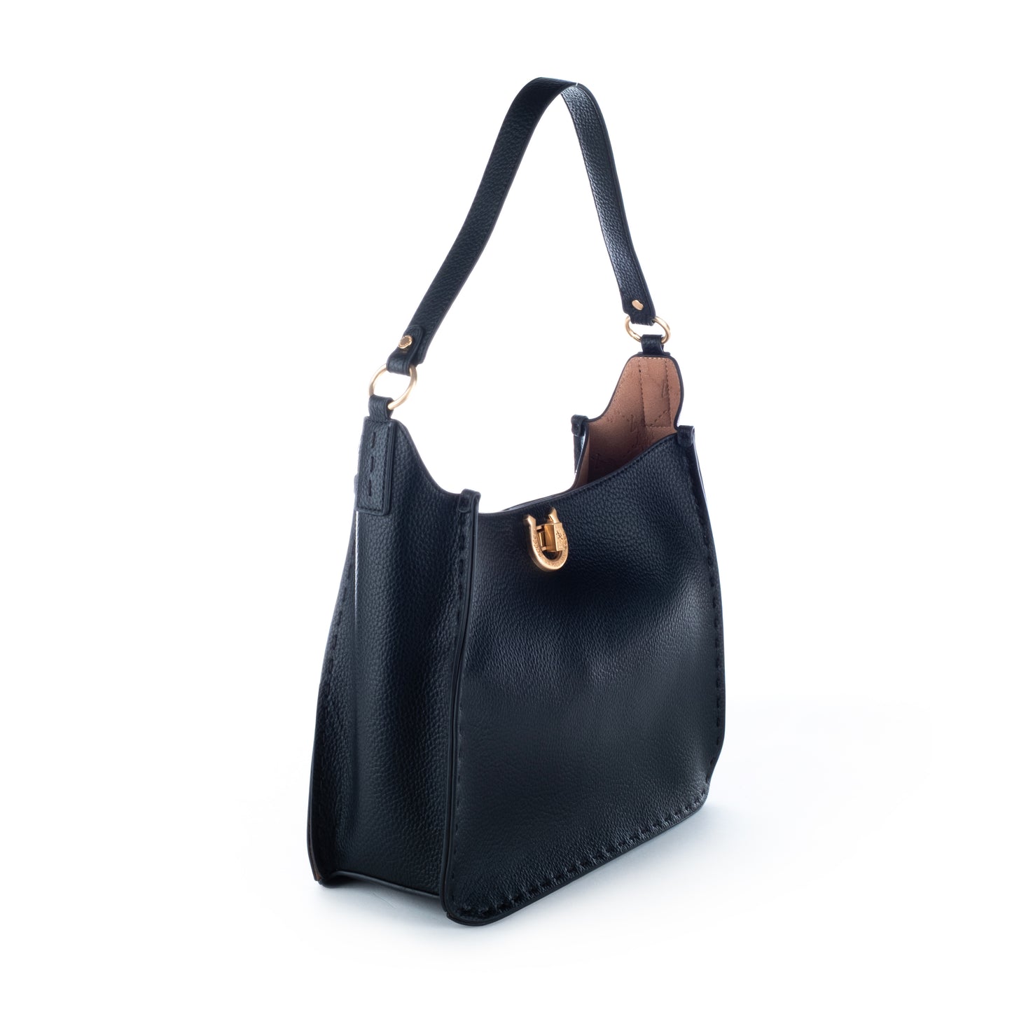 Bolsa de Ombro Us Polo Preta com Detalhes Dourados