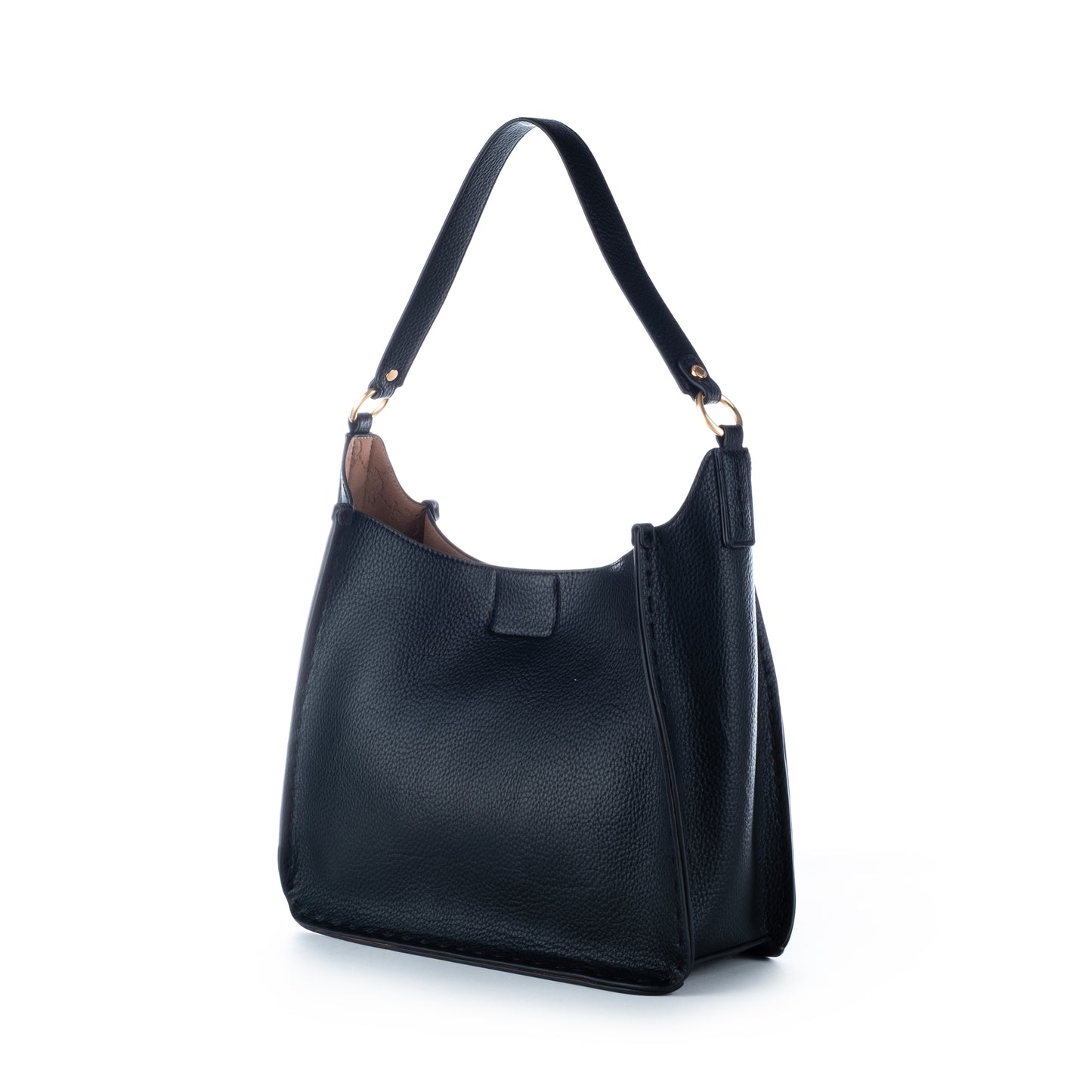 Bolsa de Ombro Us Polo Preta com Detalhes Dourados