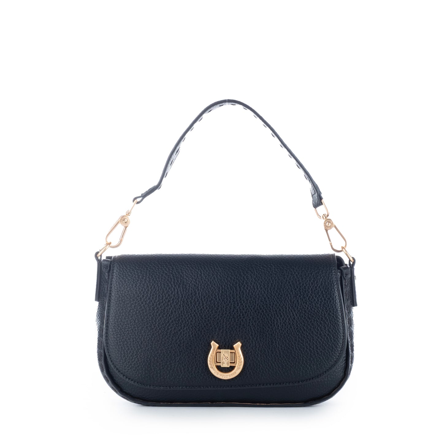 Bolsa Tiracolo US Polo Preto com Detalhes Dourados