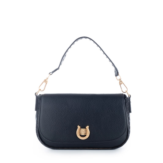 Bolsa Tiracolo US Polo Preto com Detalhes Dourados