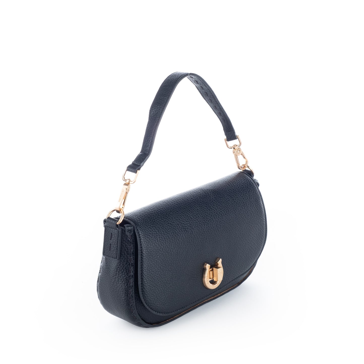 Bolsa Tiracolo US Polo Preto com Detalhes Dourados