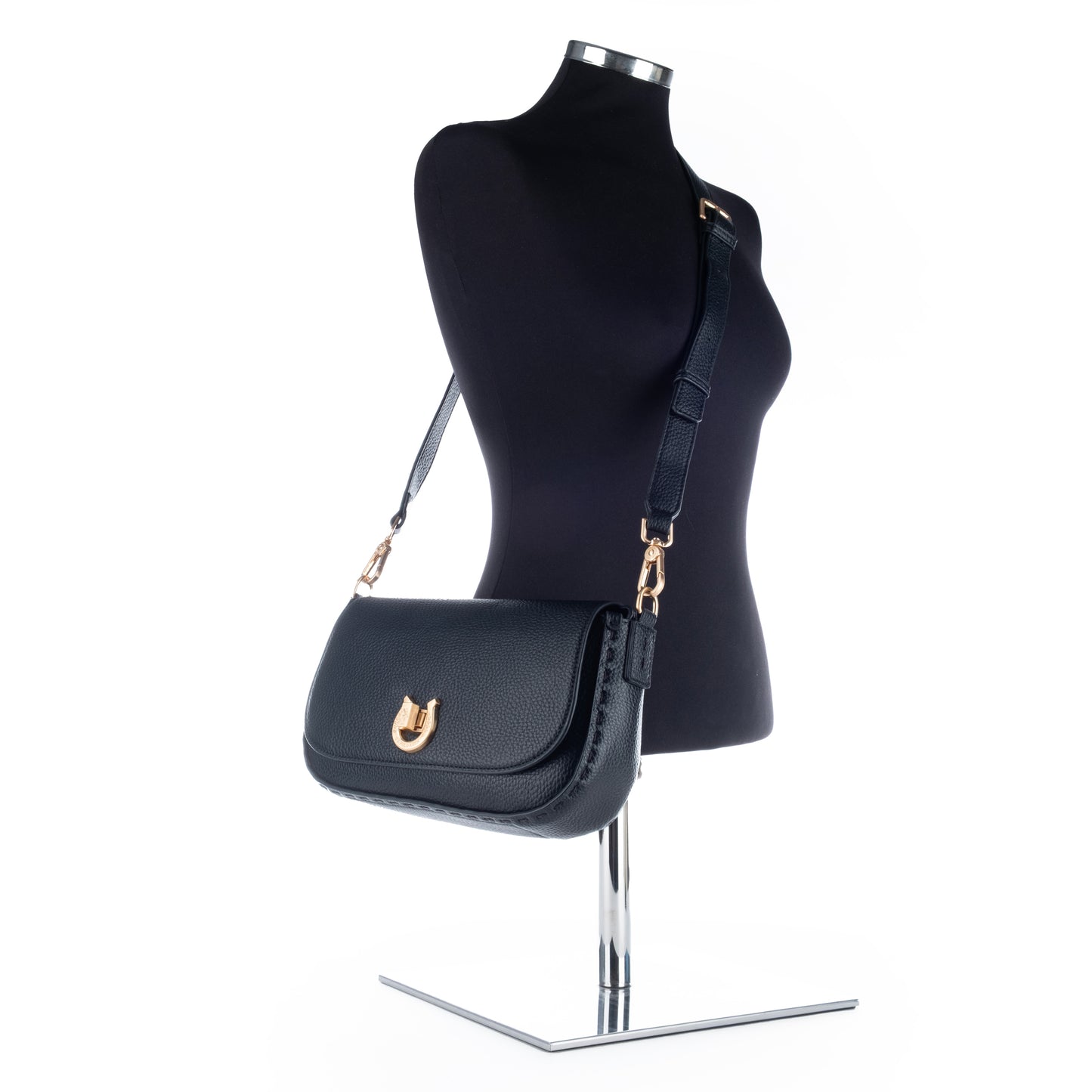 Bolsa Tiracolo US Polo Preto com Detalhes Dourados