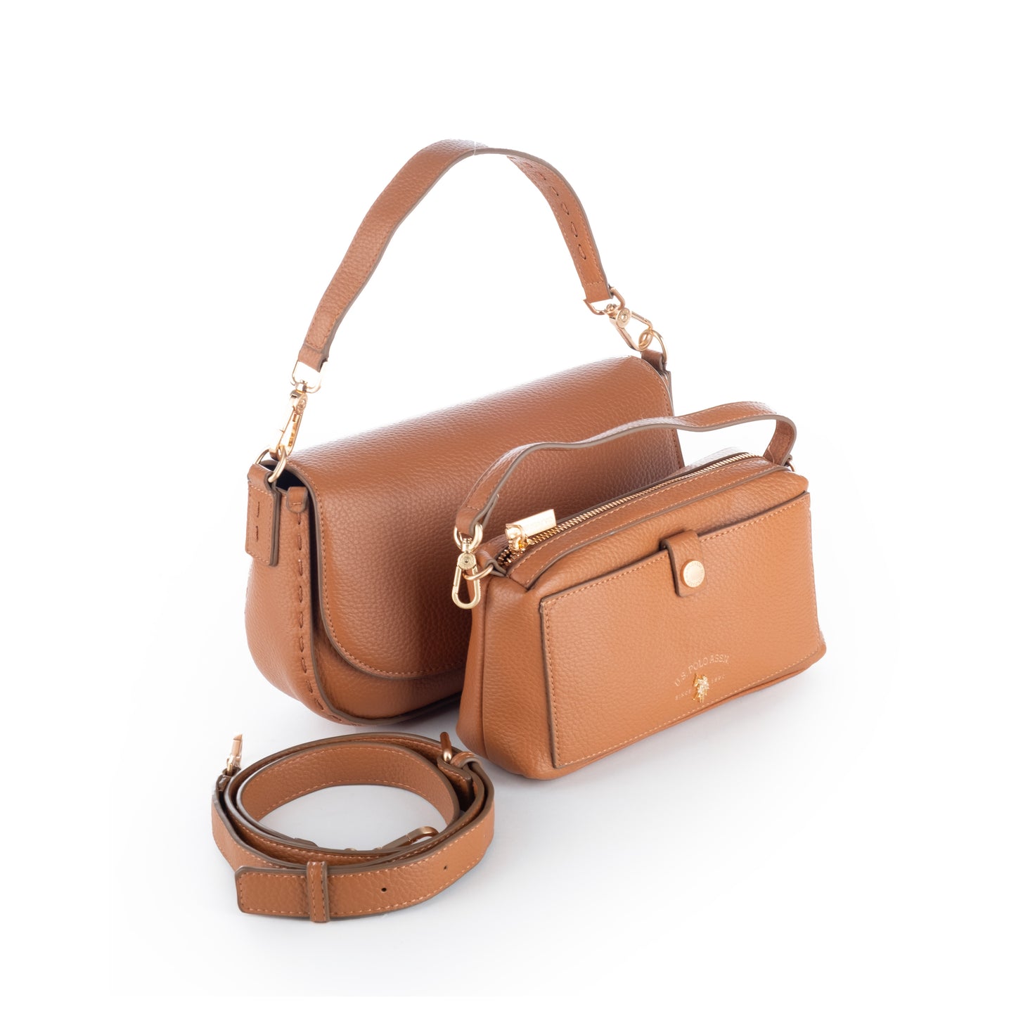 Bolsa Tiracolo US Polo Marrom com Detalhes Dourados