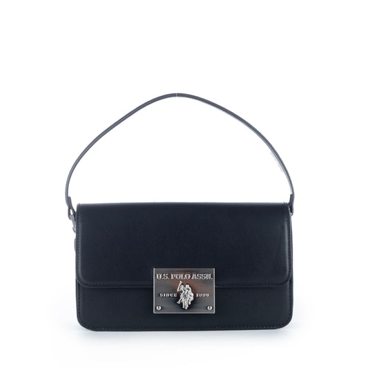 Bolsa de Ombro Us Polo Preta com Detalhe Metálico