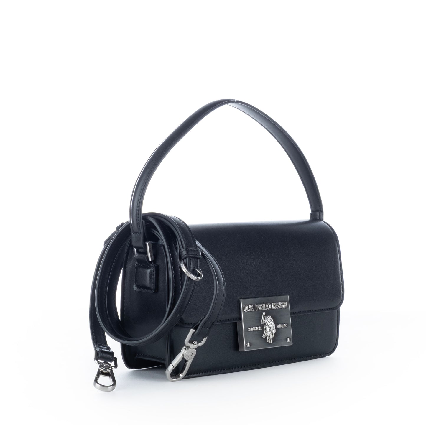 Bolsa de Ombro Us Polo Preta com Detalhe Metálico