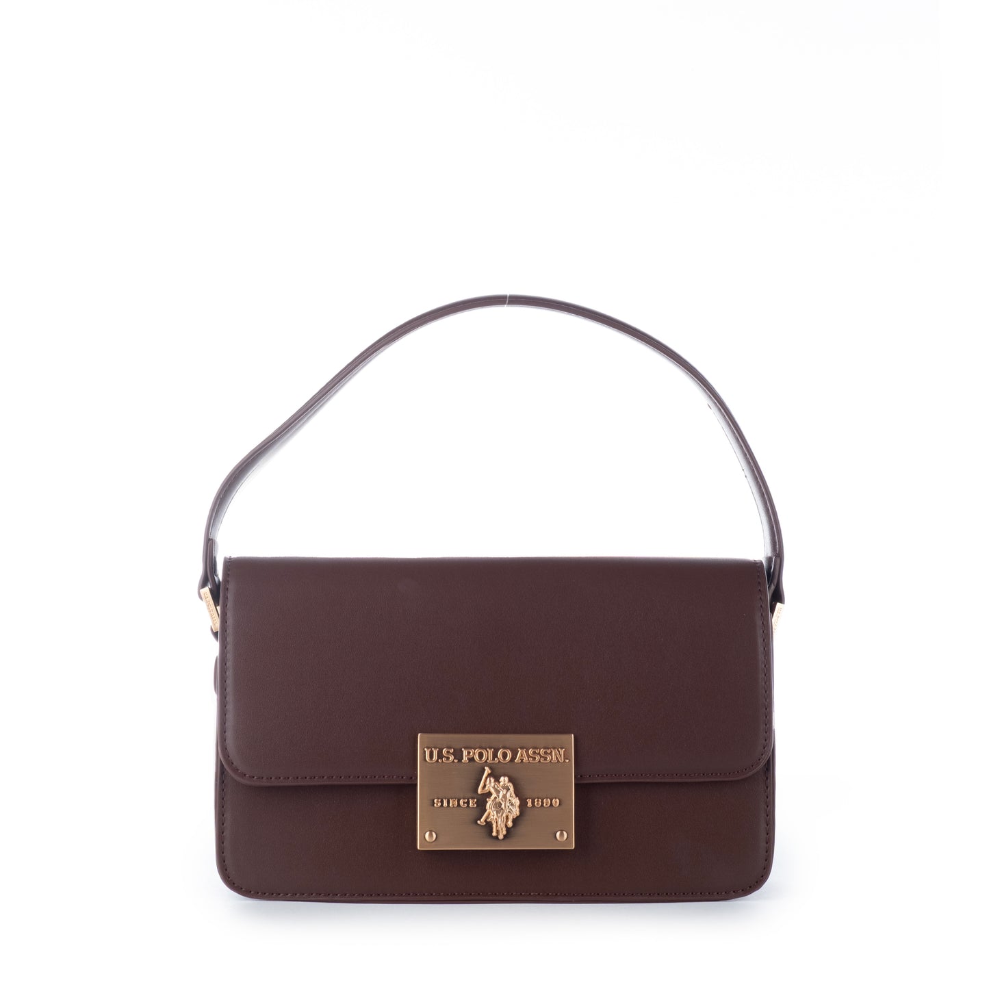 Bolsa de Ombro Us Polo Marrom com Detalhes Dourados