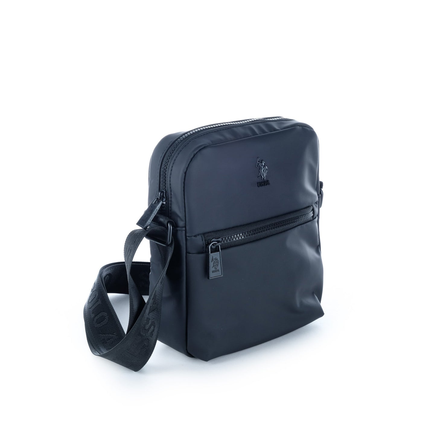 Bolsa Tiracolo U.S. Polo Assn. Preta com Bolso Frontal e Fecho de Correr