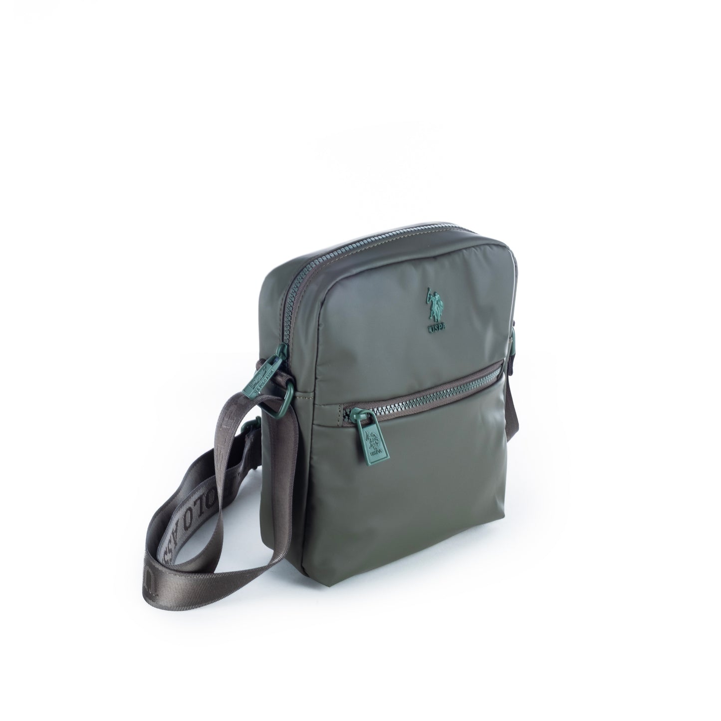 Bolsa Tiracolo U.S. Polo Assn. Verde com Bolso Frontal e Fecho de Correr