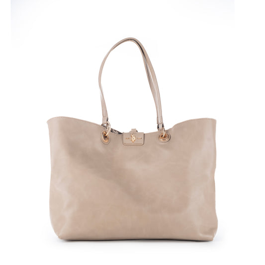 Bolsa Tote US Polo Bege Elegante com Detalhes Dourados