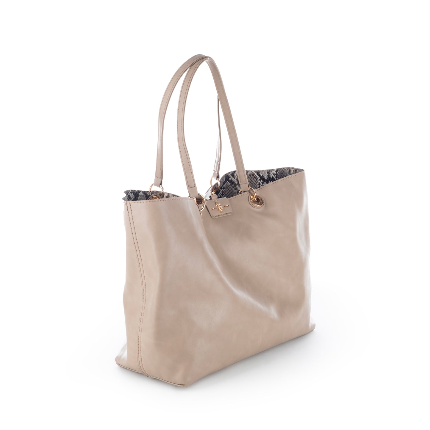 Bolsa Tote US Polo Bege Elegante com Detalhes Dourados