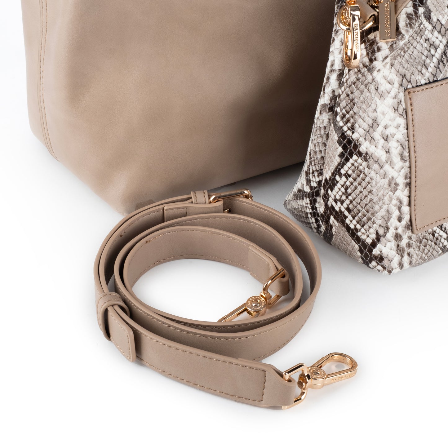 Bolsa Tote US Polo Bege Elegante com Detalhes Dourados