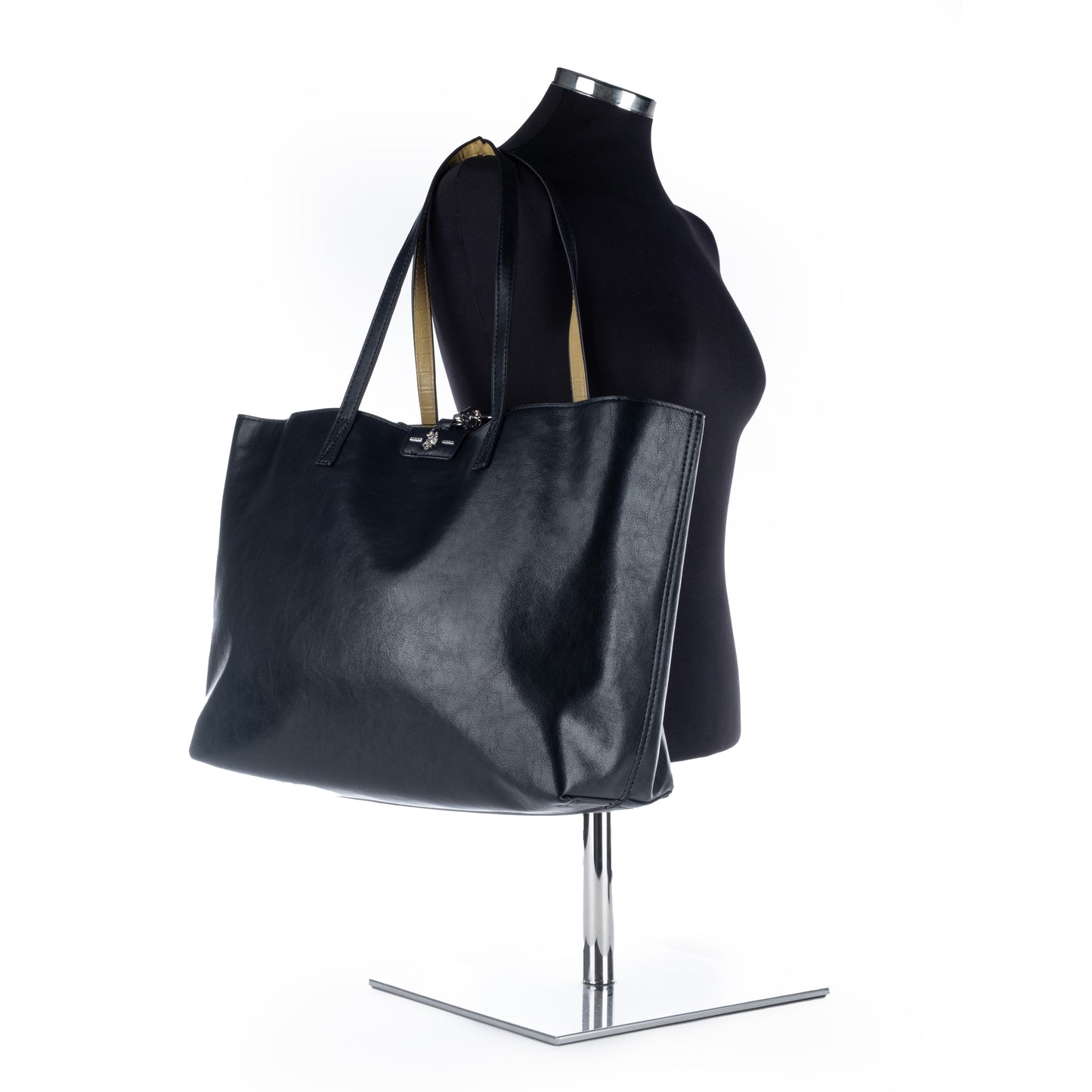 Bolsa Tote US Polo Preta Elegante com Detalhe Frontal
