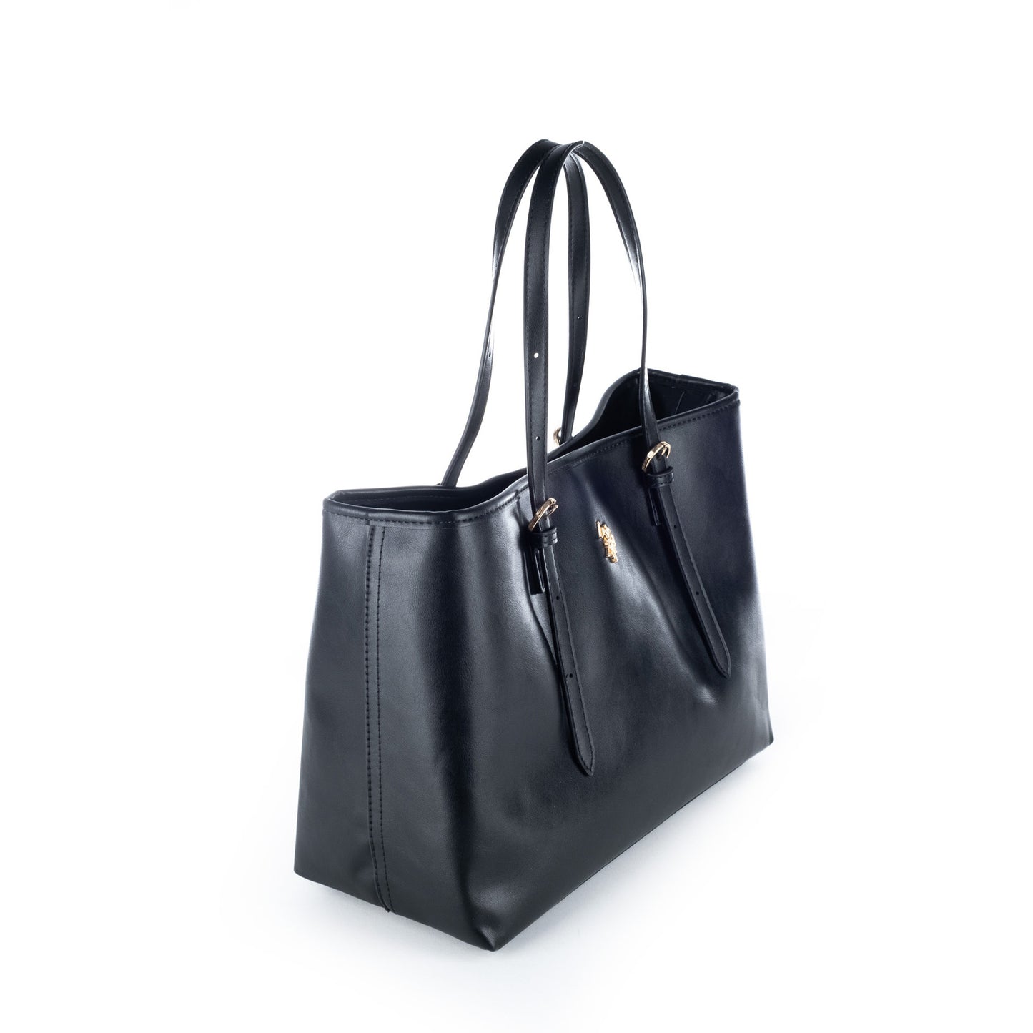 Bolsa Tote U.S. Polo Assn. Preta com Alças Ajustáveis e Detalhes Dourados