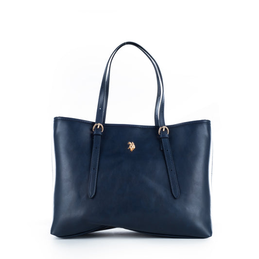 Bolsa Tote U.S. Polo Assn. Azul Marinho com Alças Ajustáveis e Detalhes Dourados