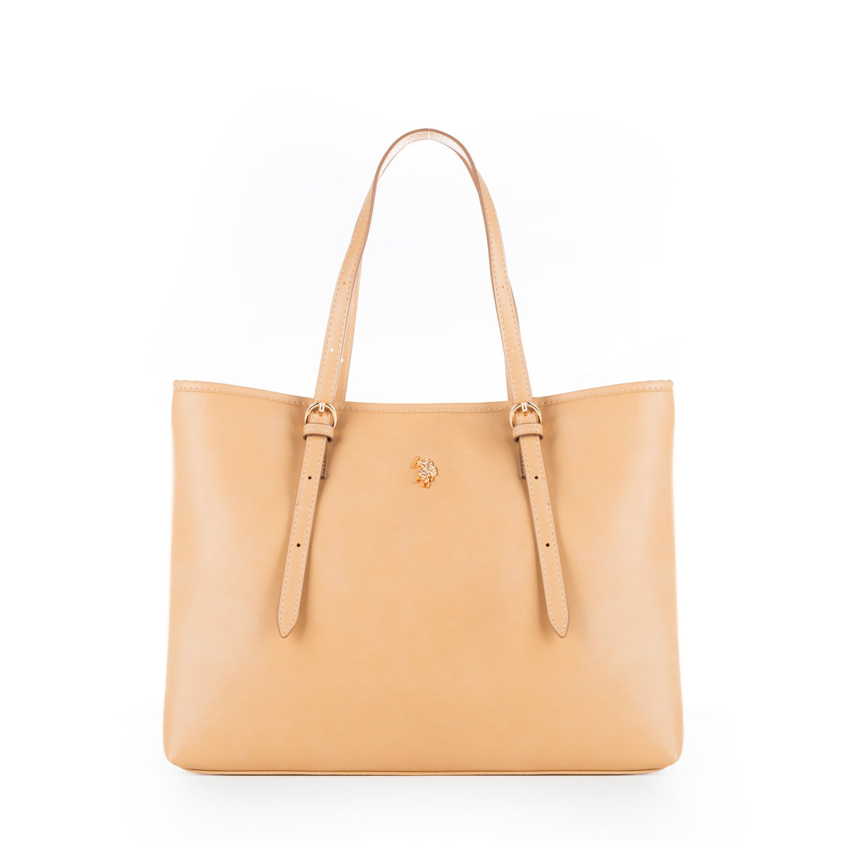 Bolsa Tote U.S. Polo Assn. Bege com Alças Ajustáveis e Detalhes Dourados