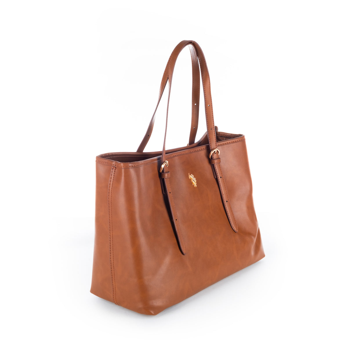 Bolsa Tote U.S. Polo Assn. Castanha com Alças Ajustáveis e Detalhes Dourados