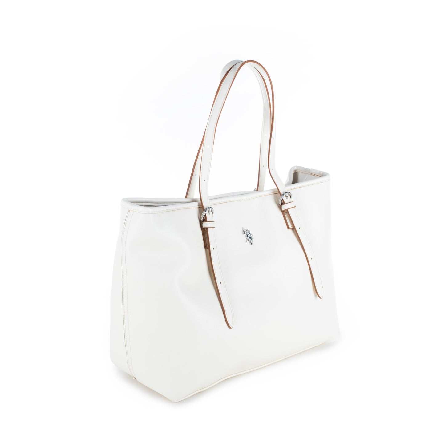 Bolsa Tote U.S. Polo Assn. Branca com Alças Ajustáveis e Detalhes Metálicos