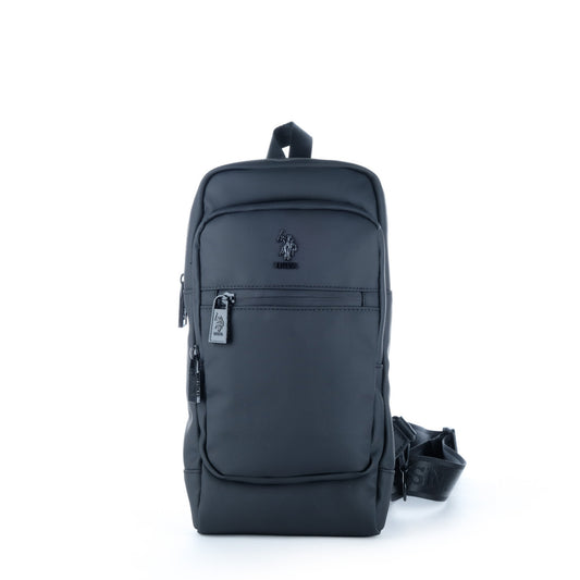 Mochila Sling Homem U.S. Polo Assn. Preta com Bolsos Frontais e Fechos de Correr