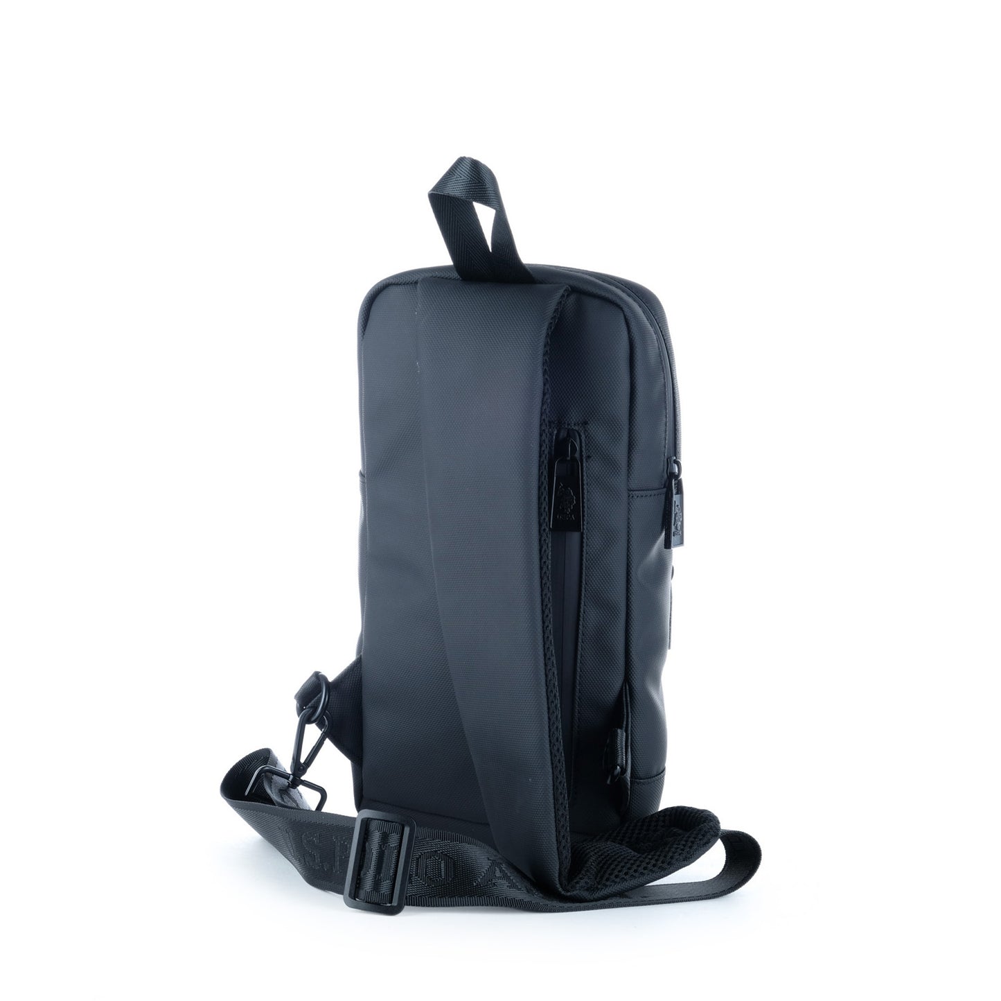 Mochila Sling Homem U.S. Polo Assn. Preta com Bolsos Frontais e Fechos de Correr