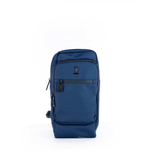Mochila Sling Homem U.S. Polo Assn. Azul Escuro com Bolsos Frontais e Fechos de Correr