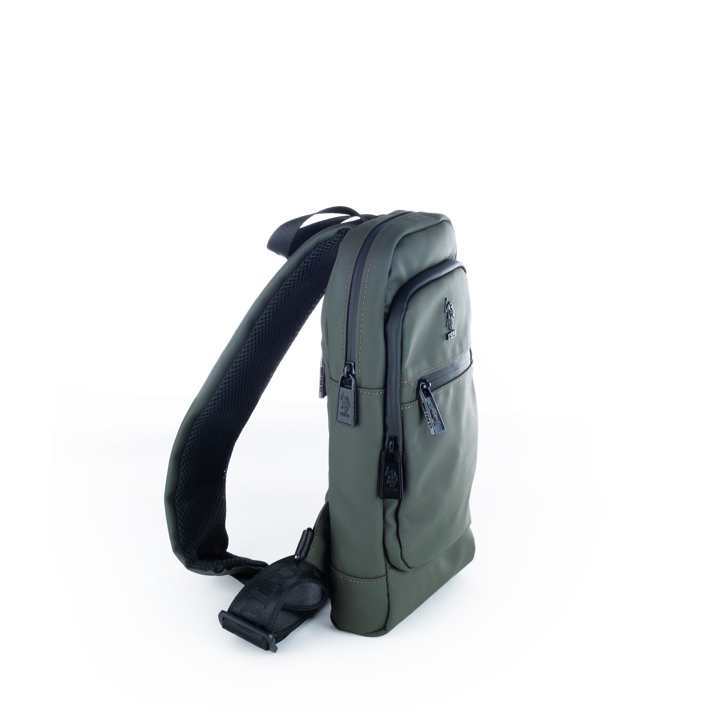 Mochila Sling Homem U.S. Polo Assn. Verde com Bolsos Frontais e Fechos de Correr