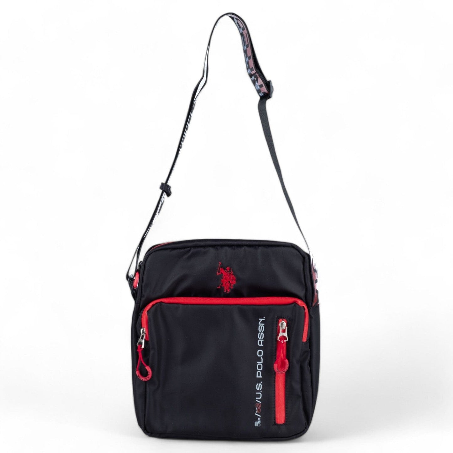 Bolsa Tiracolo Unisexo Us Polo Preta com Vermelho