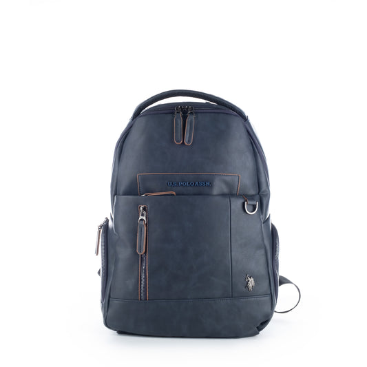 Mochila Casual Homem Us Polo Azul Marinho com Detalhes em Marrom