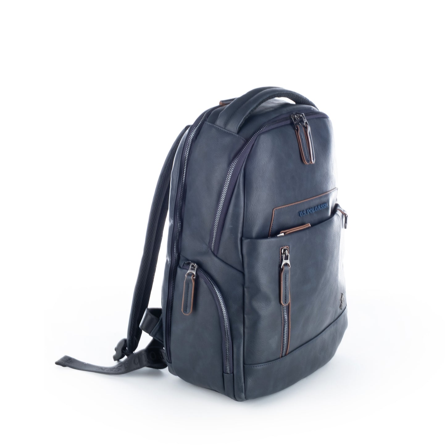 Mochila Casual Homem Us Polo Azul Marinho com Detalhes em Marrom