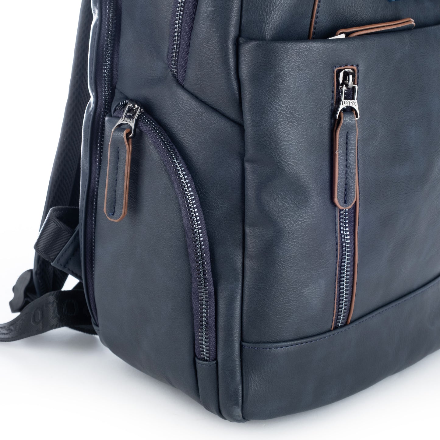 Mochila Casual Homem Us Polo Azul Marinho com Detalhes em Marrom