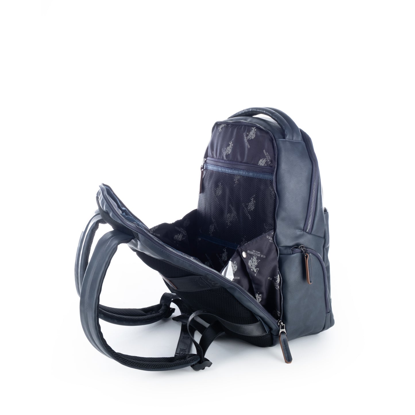 Mochila Casual Homem Us Polo Azul Marinho com Detalhes em Marrom