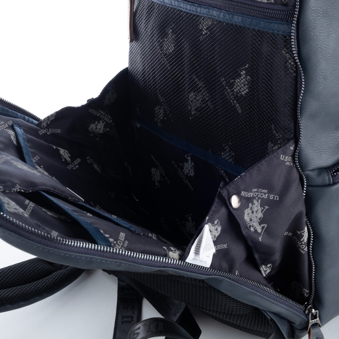 Mochila Casual Homem Us Polo Azul Marinho com Detalhes em Marrom