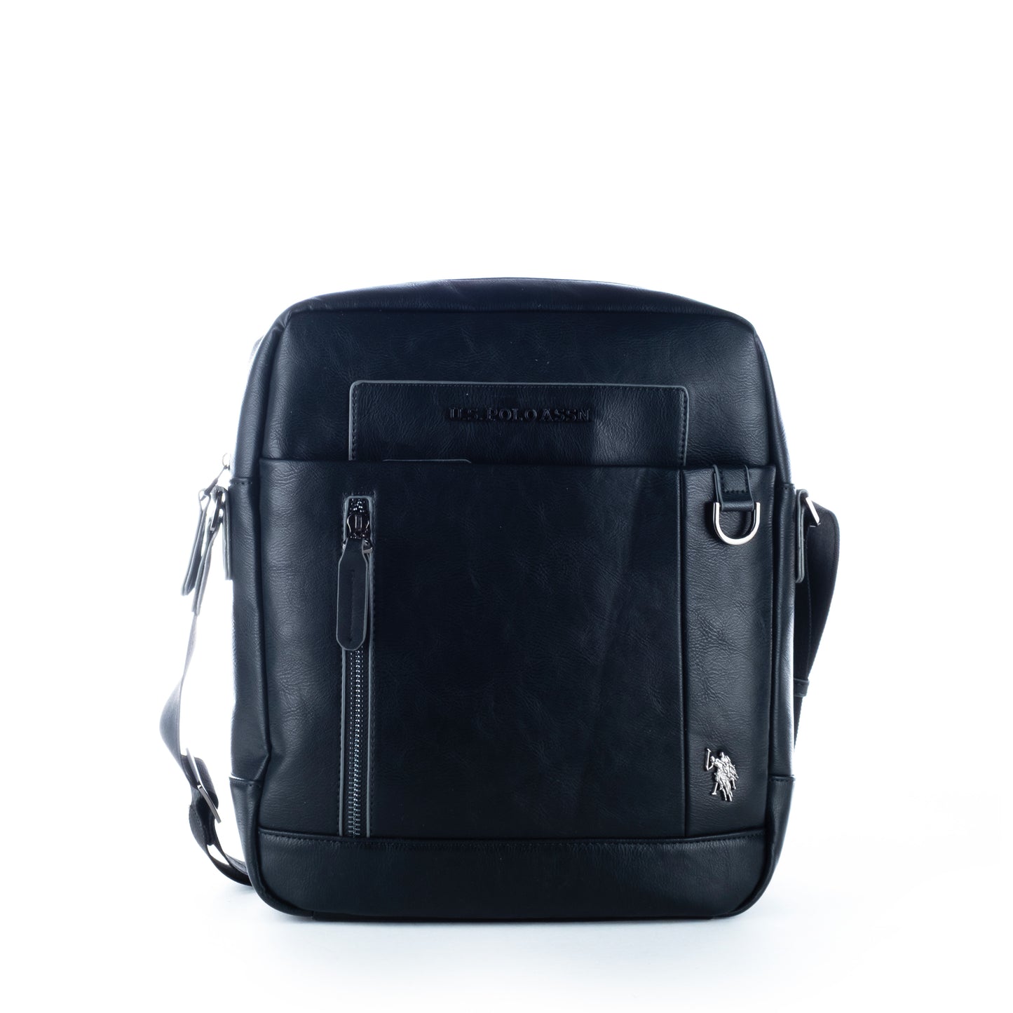 Masculino Saco US Polo Preto com Bolso Frontal e Alça Ajustável
