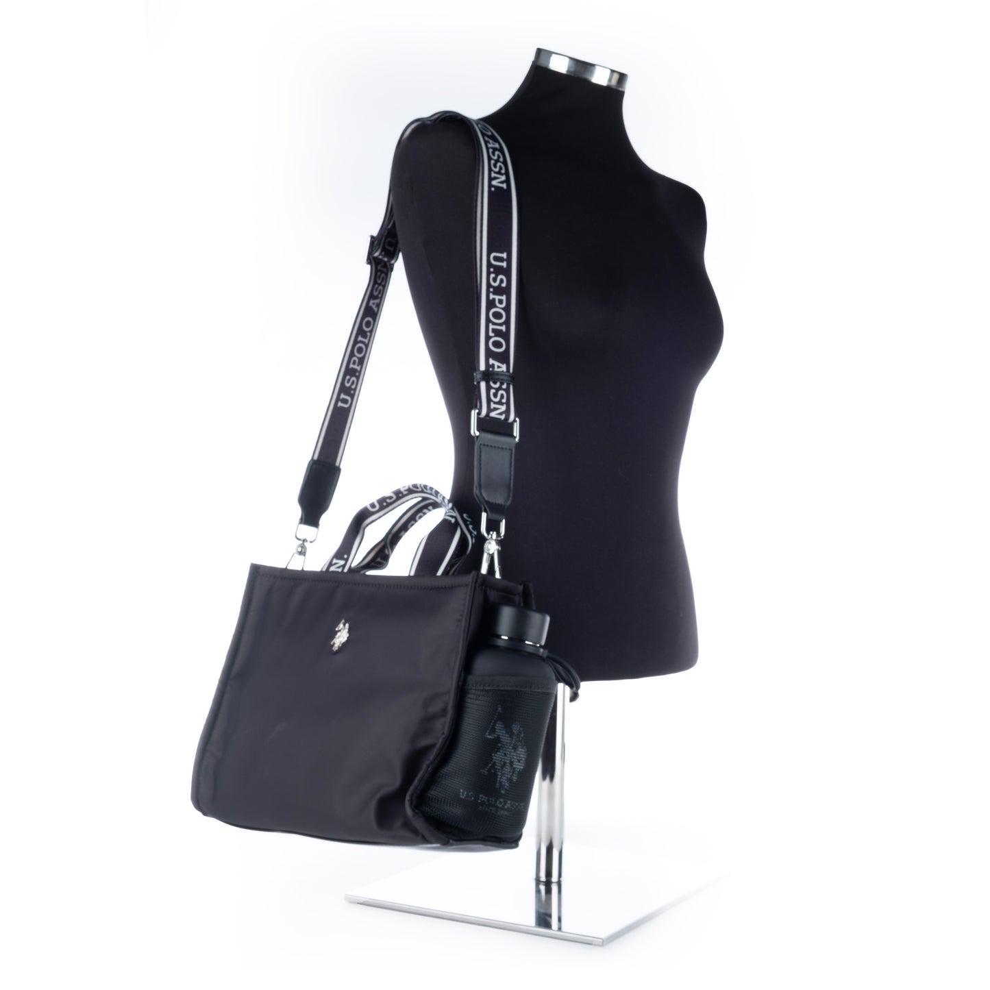 Bolsa Tiracolo US Polo Preto Detalhes Elegantes