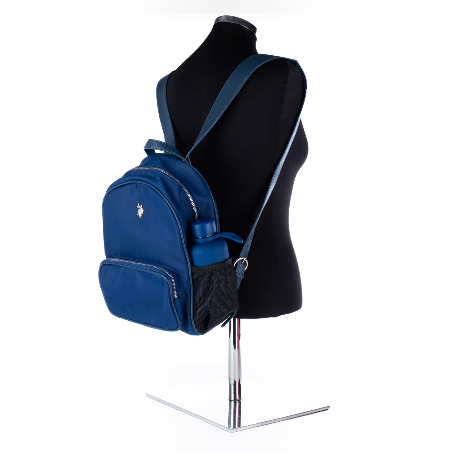 Mochila Unisexo US Polo Azul com Detalhes Funcionais