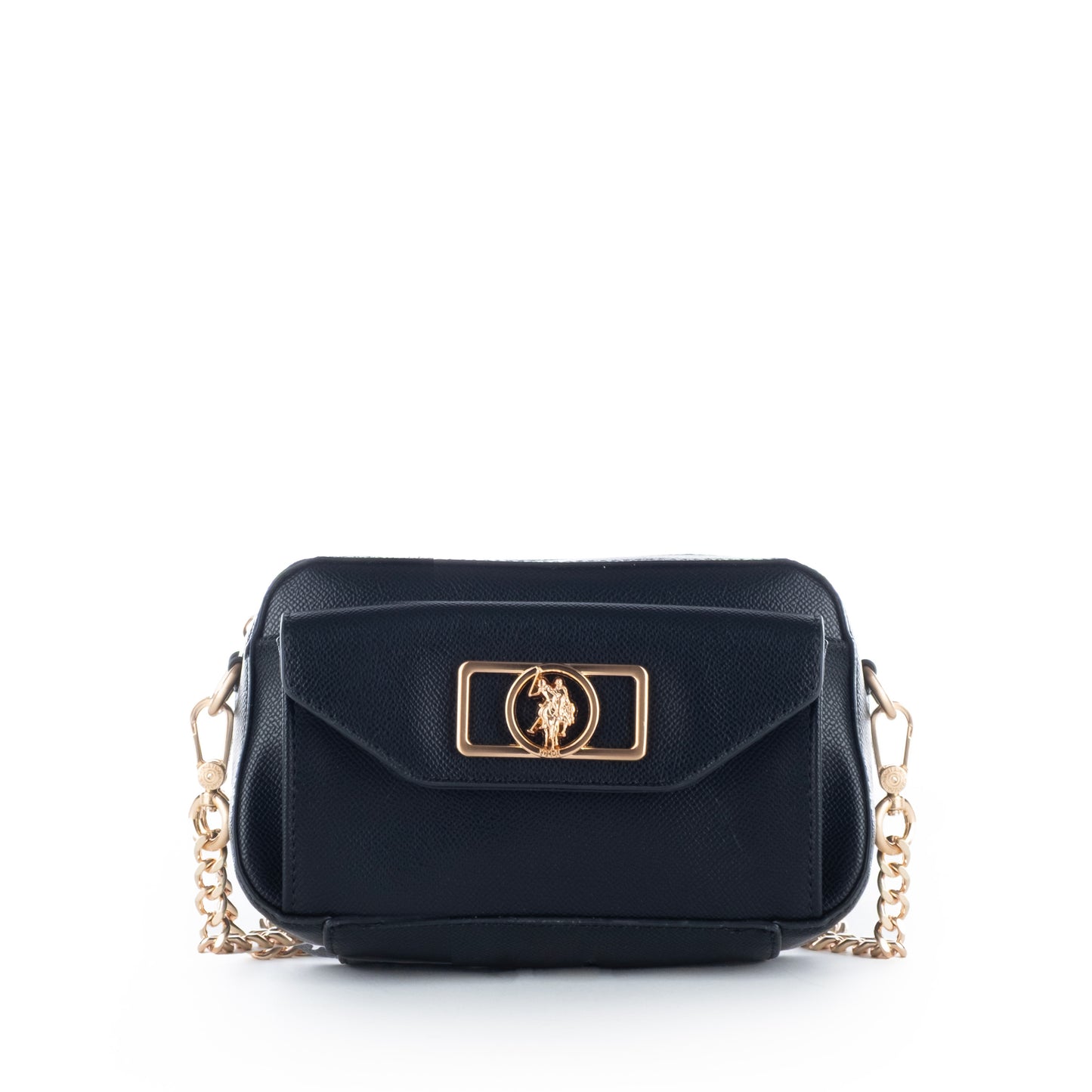 Bolsa Tiracolo US Polo Preta com Detalhes Dourados