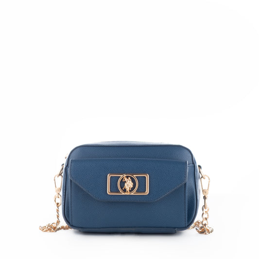 Bolsa Tiracolo Tiracolo US Polo Azul Detalhe Dourado