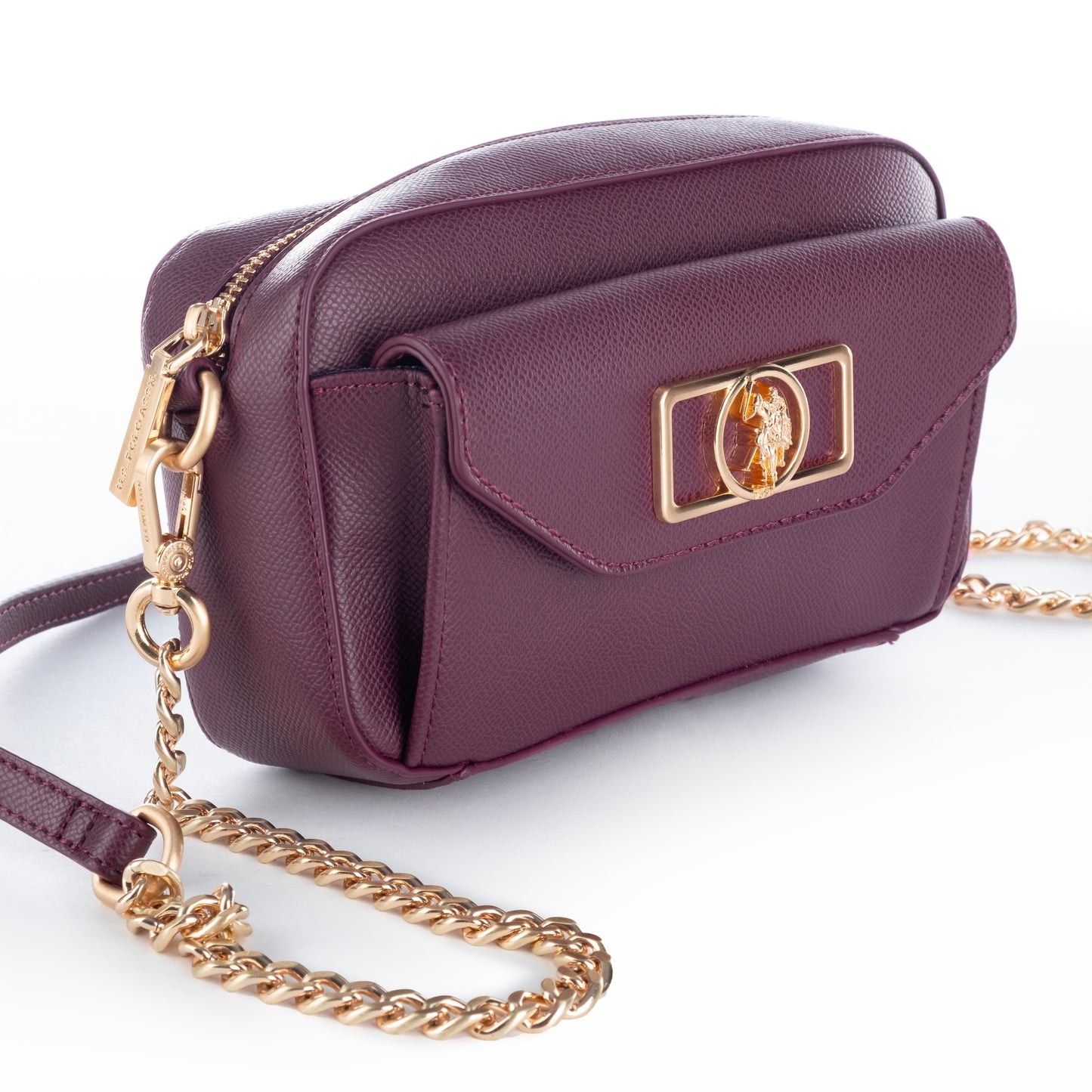 Bolsa Tiracolo US Polo Roxa com Detalhes Dourados