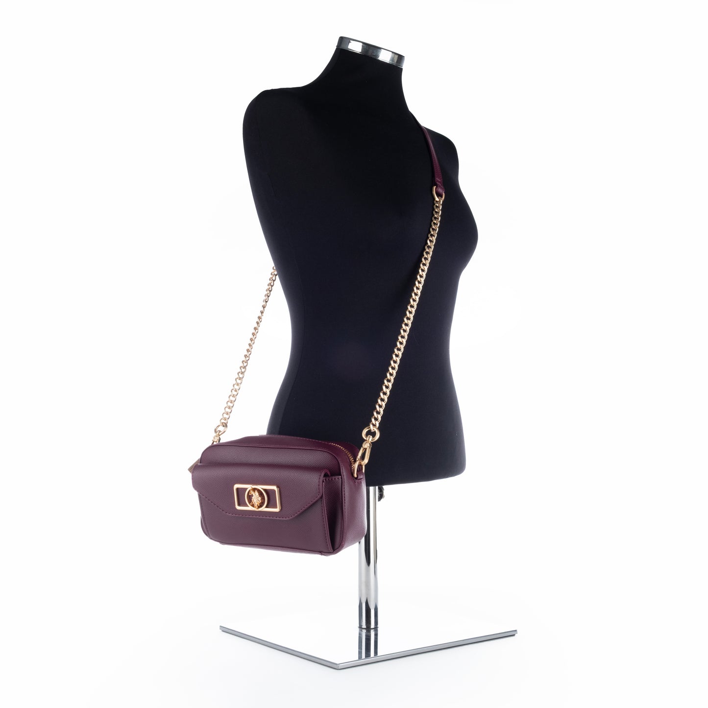 Bolsa Tiracolo US Polo Roxa com Detalhes Dourados