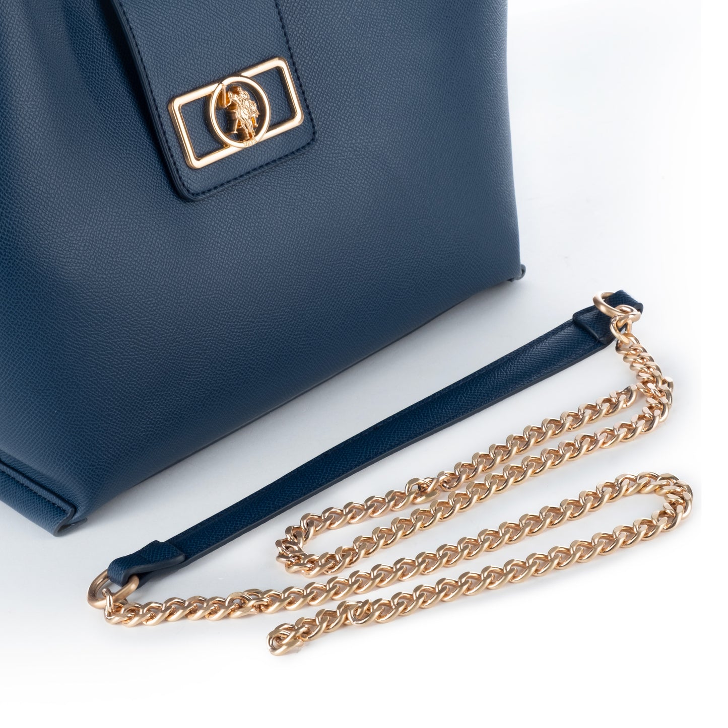 Bolsa de Ombro US Polo Azul Marinho com Detalhes Dourados