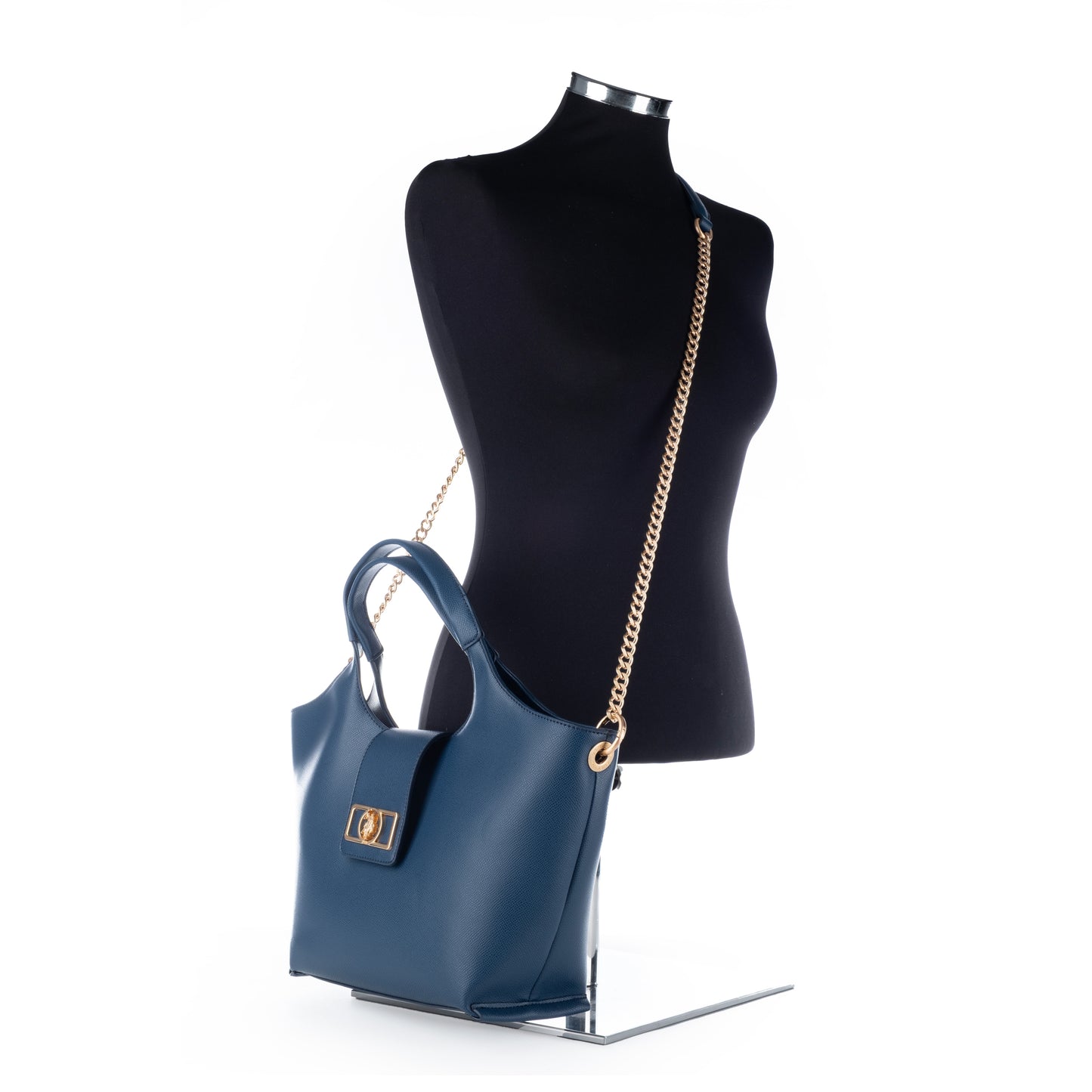 Bolsa de Ombro US Polo Azul Marinho com Detalhes Dourados