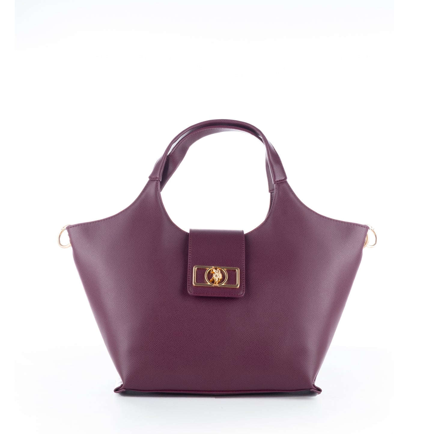 Bolsa de Ombro US Polo Vinho com Detalhes Dourados