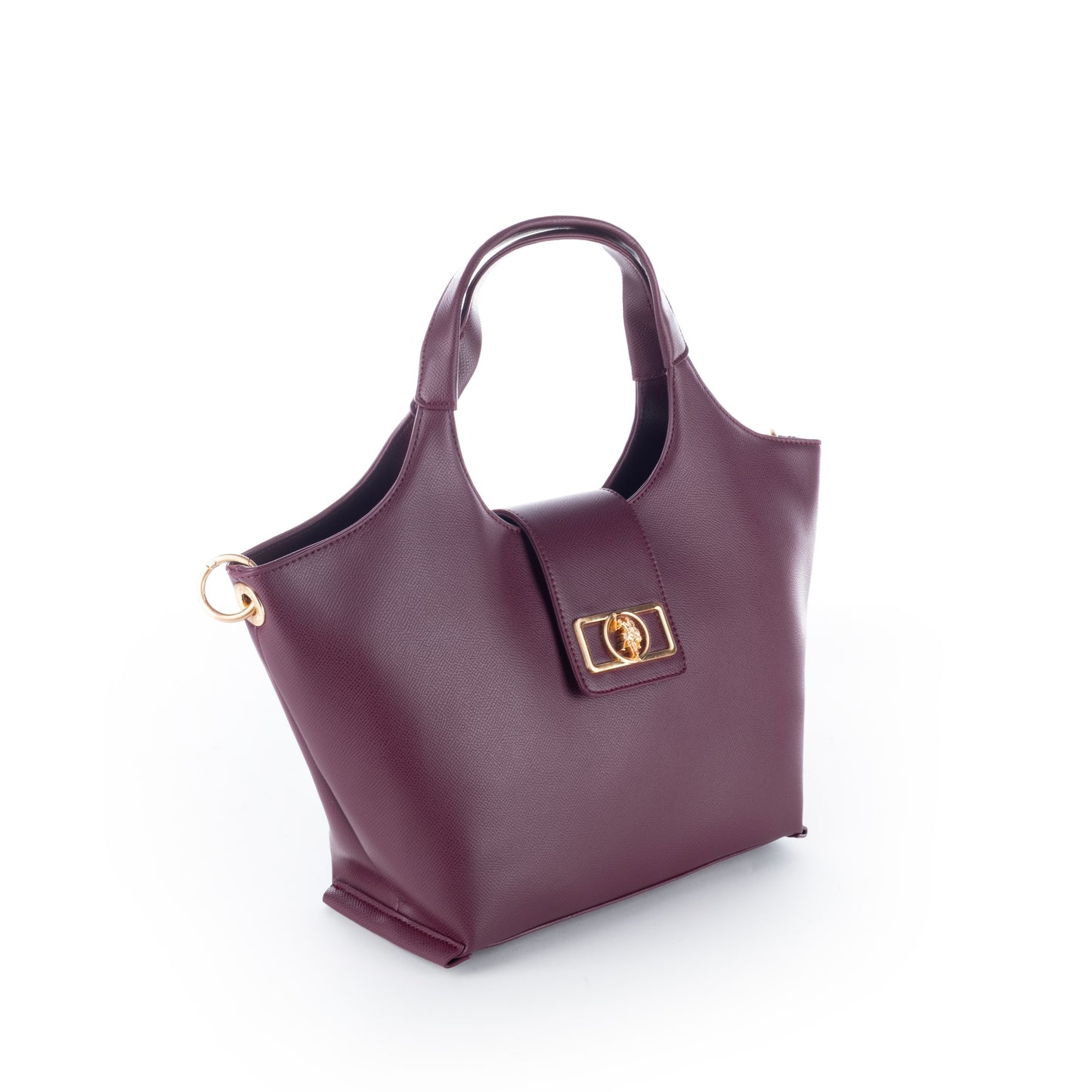 Bolsa de Ombro US Polo Vinho com Detalhes Dourados