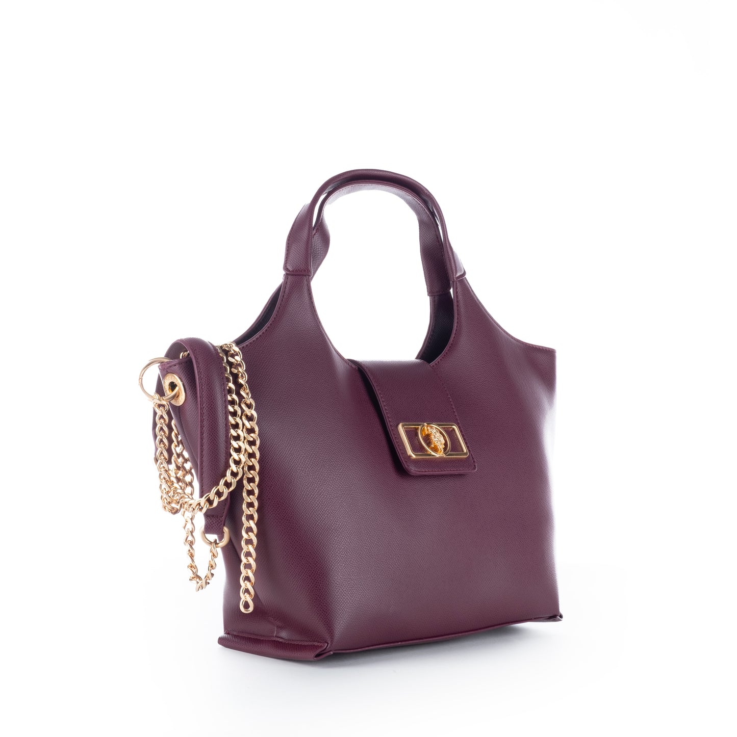 Bolsa de Ombro US Polo Vinho com Detalhes Dourados