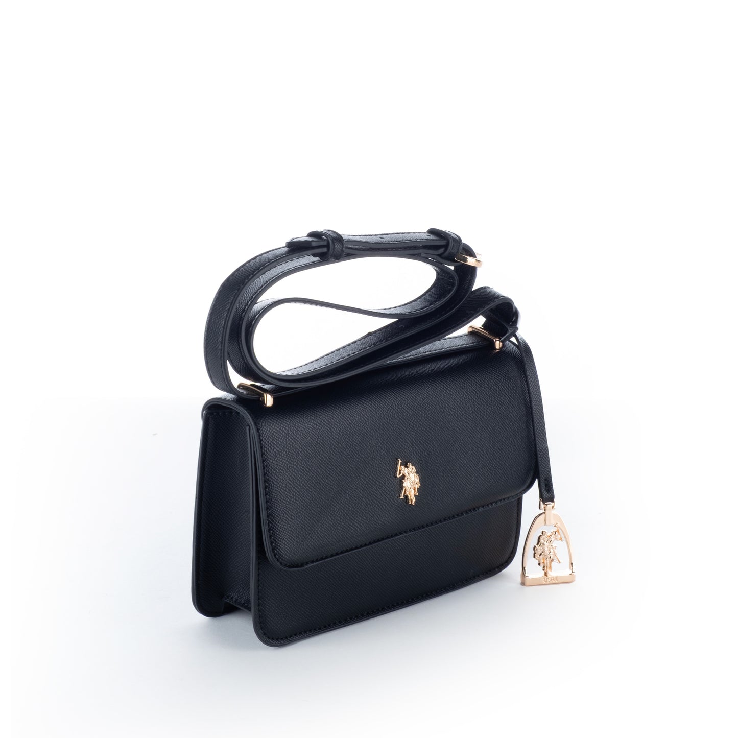 Bolsa Tiracolo US Polo Preta com Detalhe Dourado