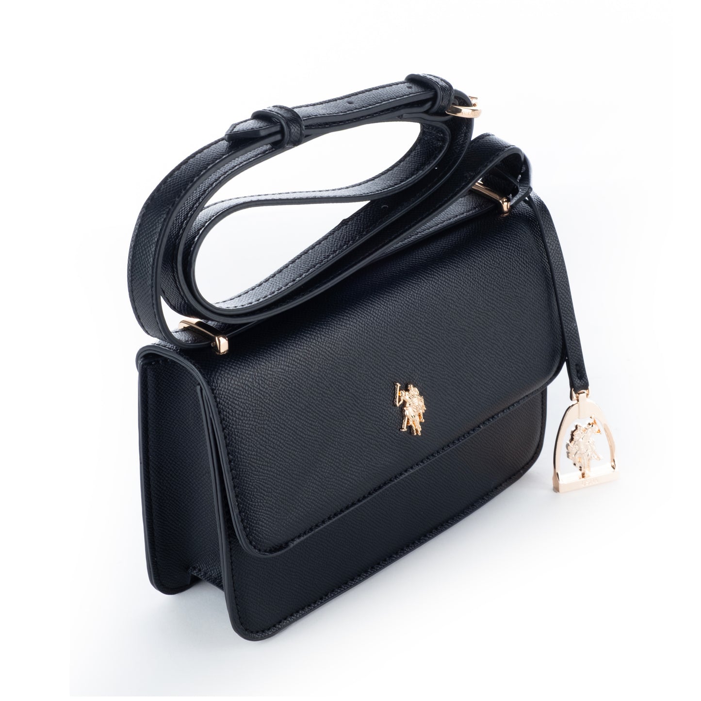 Bolsa Tiracolo US Polo Preta com Detalhe Dourado