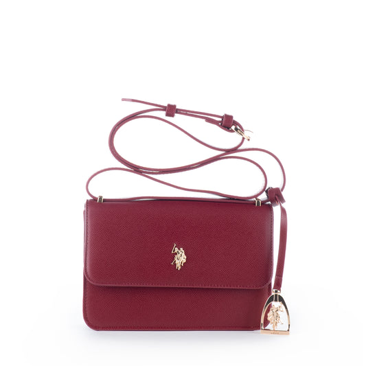 Bolsa Tiracolo US Polo Bordô com Alça Ajustável e Detalhe Dourado